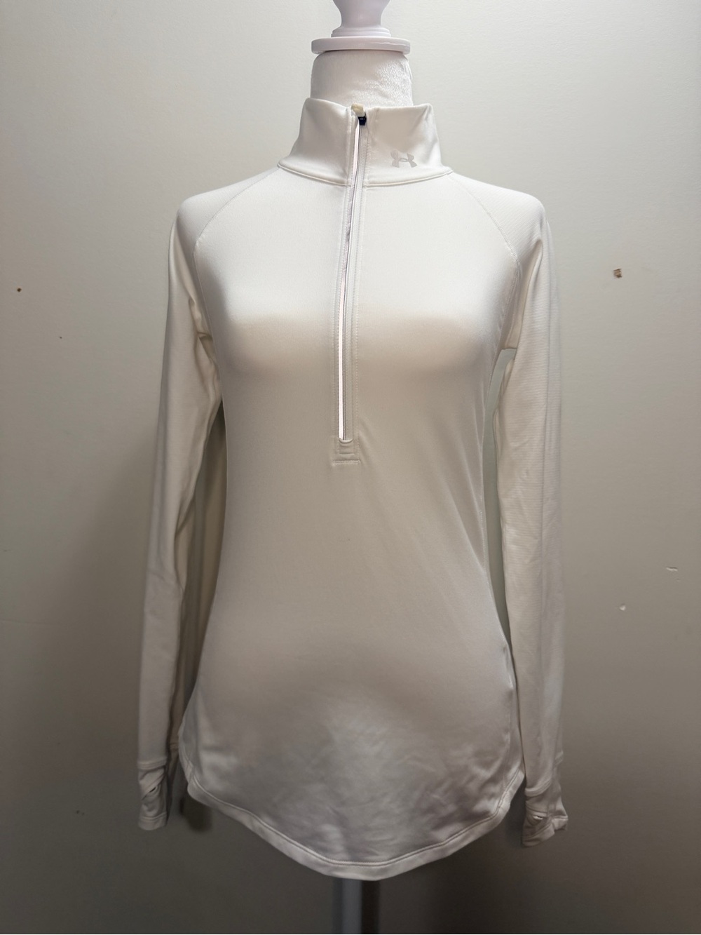 Under Armour Women's White Active Quarter-Zip Long Sleeve Pullover sz XS